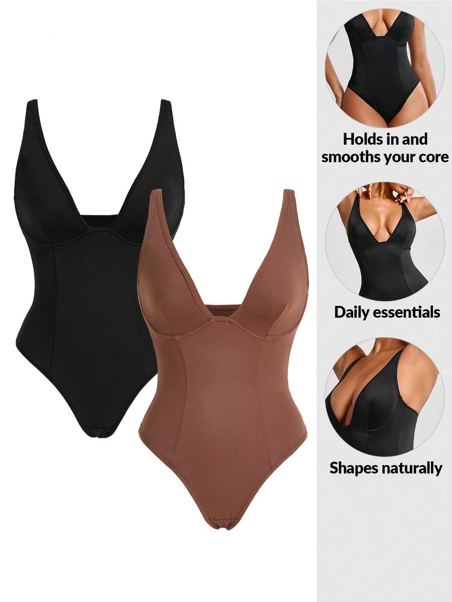 SHAPORA 2 Miếng Của phụ nữ Cổ chữ V sâu Áo liền quần chặt Đối với Đúng mẫu - Nhiều màu - Xem 1