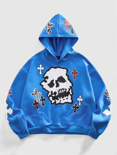 sweat-shirt à capuche à manches longues imprimé crâne décontracté pour hommes