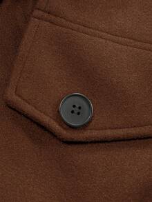 Manfinity Mode Men's Casual Solid Color Wool Blend Overcoat, Autumn/Winter - Brown - View 8