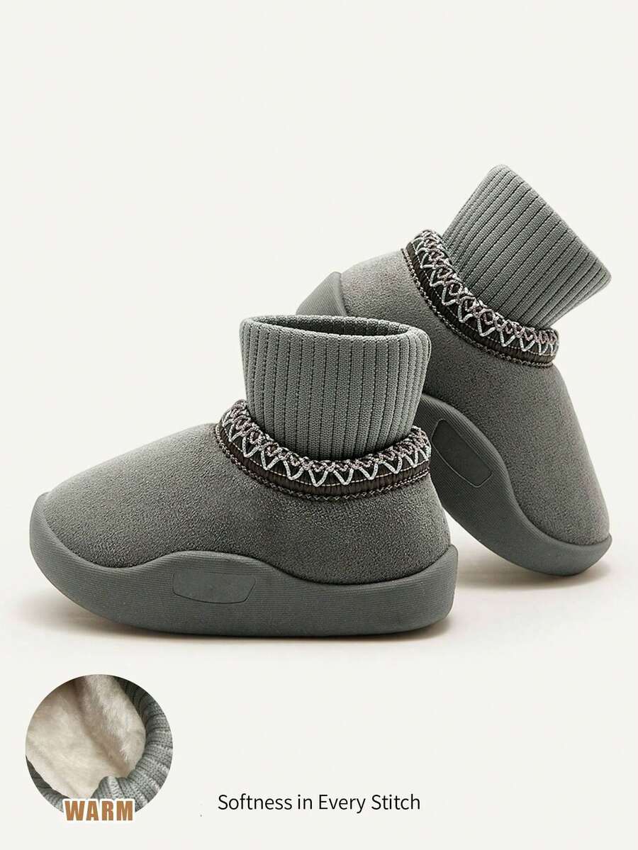 Cozy Pixies Autumn/Winter All-Match Casual Fashion Versatile Plush Thickened Warm Cute Soft Baby Snow Boots, Ankle Boots, Slippers - Army Green - View 1