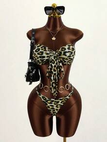 Zestiva Basics Women's Sexy Tie Dye Tie-Dye Print Bandeau Bikini Set - Multicolor - View 5