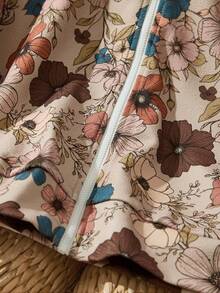 EMERY ROSE Women's Casual Minimalist Floral Zipper Jacket Suitable For Autumn & Winter Autumn And Winter