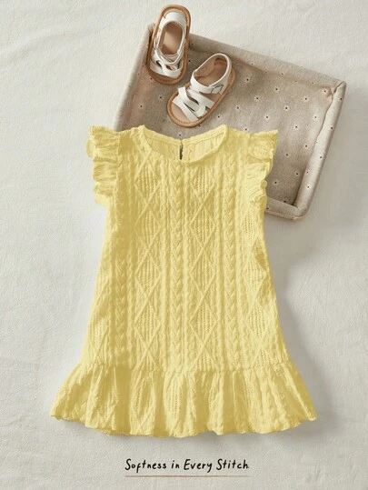 Cozy Pixies Baby Girl Solid Color Crew Neck Sleeveless Casual Dress Summer Baby Dress Elegant Baby Dress Yellow Toddler Dress Baby Lemon Dress Yellow Baby Dress