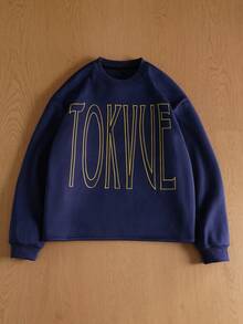 TOKVUE Sudadera con capucha bordada con gráfico para hombre - azul real - Ver 2