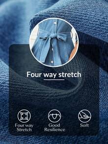 Flexra Women's Casual Front Button Denim Dress, Autumn - Medium Wash - View 7