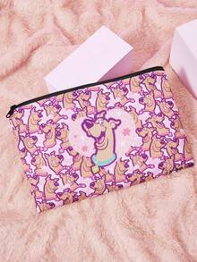 SCOOBY-DOO X SHEIN 1pc Pink Puppy Print Zipper Storage Bag - Multicolor - View 2