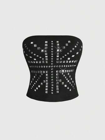 Grunge Punk Débardeur court vintage punk avec motif Union Jack et clous