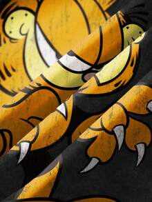 GARFIELD | SHEIN Women's Casual Everyday Commute Fashion Street Cute Cartoon Pattern Washed Drop Shoulder Loose Warm Fleece Sweatshirt, Autumn/Winter - White - View 4