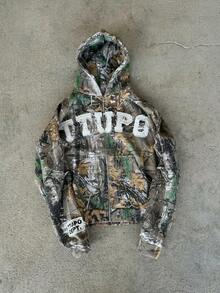 Glimmora Camo Zip-Up Hoodie And Pants Set, Streetwear Camouflage Tracksuit, Vintage American Street Dance Hooded Zip-Up Sweatshirt And Sweatpants, Casual Leaf Camo Zip-Up Hoodie Jacket And Pants, Y2K Streetwear Style, Zip-Up Hoodie Set, American Gothic Rock, Streetwear, Versatile Use - Multicolor - View 5