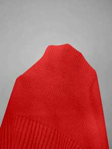 Rafferiza Vestido de Tricô com Coração Trançado, Recorte Contrastante, Novidade da Moda para o Dia dos Namorados 2024 - Vermelho e Branco - Visão 7