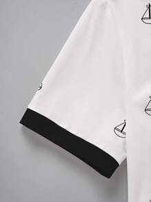 Manfinity Dauomo Men's Polo Shirt, Mature Men's Polo Shirt, Coconut Tree & Sailboat Print Polo Shirt, Charming Business & Casual Wear For Spring, Summer - Multicolor - View 5