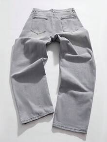 StoneGrade Men's Solid Color Pocket Casual Simple Long Pants, Daily Wear - Grey - View 3