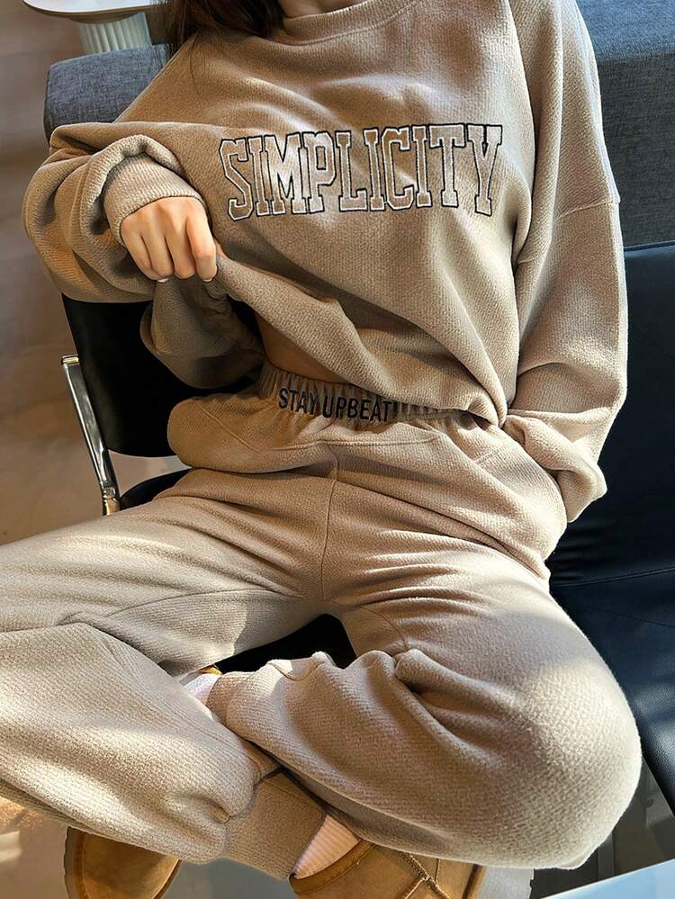 Women's Loose Fit Sweatshirt And Sweatpants Two Pieces Set Lounge Sets For Women