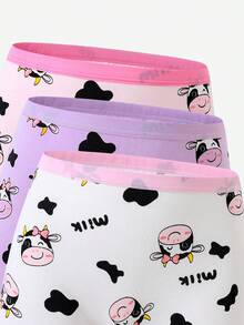 SHEIN Young Girls Bra And Panty Sets-Cute Cow Print Bra And Shorts Set Pink Purple Blue Strappy Tops Matching Boxer Briefs Roundneck Longsleeve Longpants Skirt Options Kids Underwear 6 Piece Pajama Loungewear Four Seasons New Year 2026 Essentials