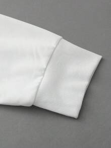 ROMWE MEN Street Life Teen Boy Letter & Cross Print Crew Neck Long Sleeve Pullover Sweatshirt - White - View 5