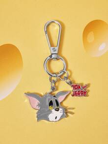 TOM & JERRY X SHEIN 1pc Tom Cat Pattern Alloy Keychain Pendant, Casual, Cute, Suitable For Daily Use, Small Gift - Silver - View 2