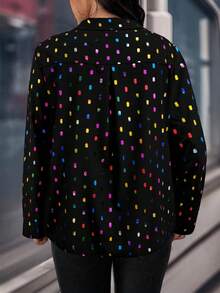 Elenzga Áo cánh dài tay thanh lịch cỡ lớn cho nữ, phong cách dự tiệc, xuân/thu - màu đen - Xem 2