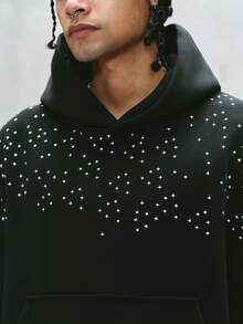 PAVTROS 男士宽松插肩短袖纯色印花连帽衫，适合INS风格、街头服饰、派对、运动、秋冬季穿着，是送给男友/丈夫的绝佳礼物 - 黑色 - 查看 6