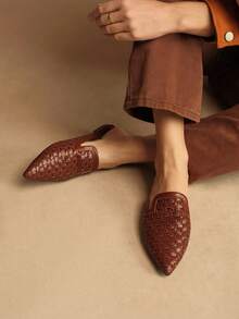 Rosivie Bailarinas de punta fina y minimalistas de uso versátil y casual para mujer - Marrón - Ver 10