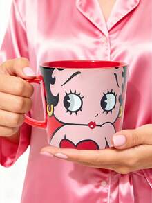 Betty Boop x SHEIN 1 13.5oz/400ml 卡通人物图案印花陶瓷杯，耐冷耐热，可用于微波炉和洗碗机，适用于水、牛奶、果汁、咖啡，时尚、俏皮、性感 - 紅色 - 查看 8