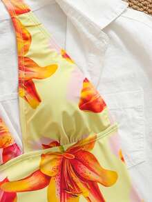 Swim Mod Women's Tropical Print Two Pieces Bikini Set, Casual Holiday Style,Summer Holiday Outfits, Flower Bikini ,Valentine's Day - Multicolor - View 5