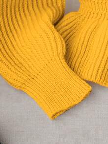 Maglia a maniche lunghe lavorata a maglia, abiti per bambini in stile coreano, maglione corto con balze alla moda e vestibilità aderente, adatto per autunno/inverno - Giallo - Visualizzare 7