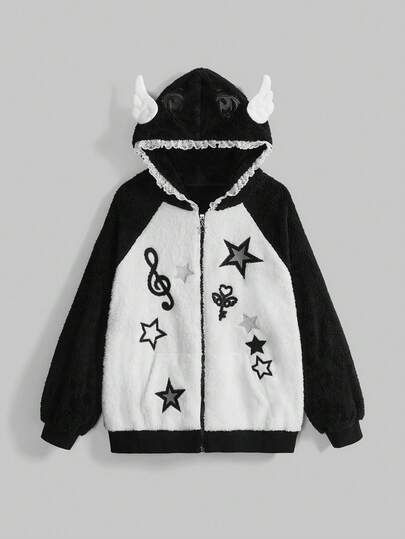 ROMWE Avant Felpa da donna con decorazione di ali d'angelo stile kawaii