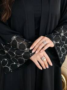 Al Najma 加大码女式亮片花卉装饰长袖优雅休闲长袍