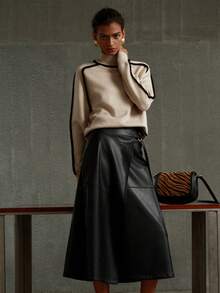 MOTF PREMIUM JERSEY CON CUELLO ALTO DE LANA Y RIBETE DE CONTRASTE - Caqui - Ver 9