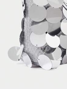 SHECARRY 女士时尚波西米亚风串珠木柄手提包 - 銀色 - 查看 4