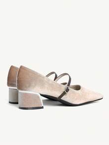 CUCCOO CHICEST Vintage Square Toe Satin Slip-On Pumps For Women For Christmas - Brown - View 10