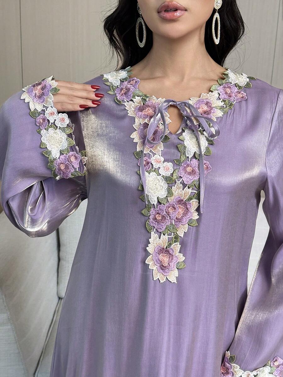 Yasmyna 女士碎花装饰长袖宽松连衣裙