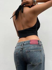 Aloruh Women's New Sexy Vacation Style Sequin Patchwork Backless Halter Neck Top,Black Top,Concert Outfit Women,Summer Top,Beach Outfits,Y2K,Casual Commuter Vest Women's Summer Outfits Trending Outfit Women Casual Outfits Women Spring Outfit - Black - View 3