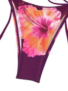 Swim Oasis 3件套女士夏季海滩度假休闲套装，印花比基尼套装和网纱系带沙滩裙，波西米亚风泳装 - 彩色 - 查看 8