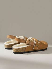 Solecia Damskie płaskie buty z metalową klamrą, modne na jesień/zimę