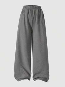 Sparklyn 少女宽松休闲纯色基础款春裤，适合日常通勤、休闲、度假、朋友聚会、街拍，四季皆宜。 - 深灰色 - 查看 4