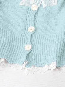 Resyla Áo len cardigan dáng rộng buộc dây thời trang lấy cảm hứng từ blogger, phong cách Châu Âu sang trọng - Màu xanh nhạt - Xem 6