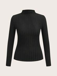 SHEIN LUNE 3件套休闲纯色简约罗纹紧身打底T恤，柔软舒适，秋冬季 - 彩色 - 查看 3