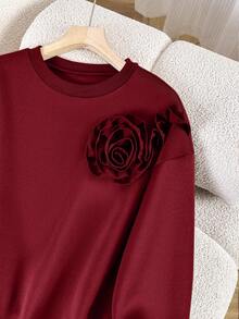 Resyla 2 piezas Conjunto de sudadera con capucha y pantalones jogger para mujer, conjunto de moda para otoño/invierno - Rojo - Ver 3