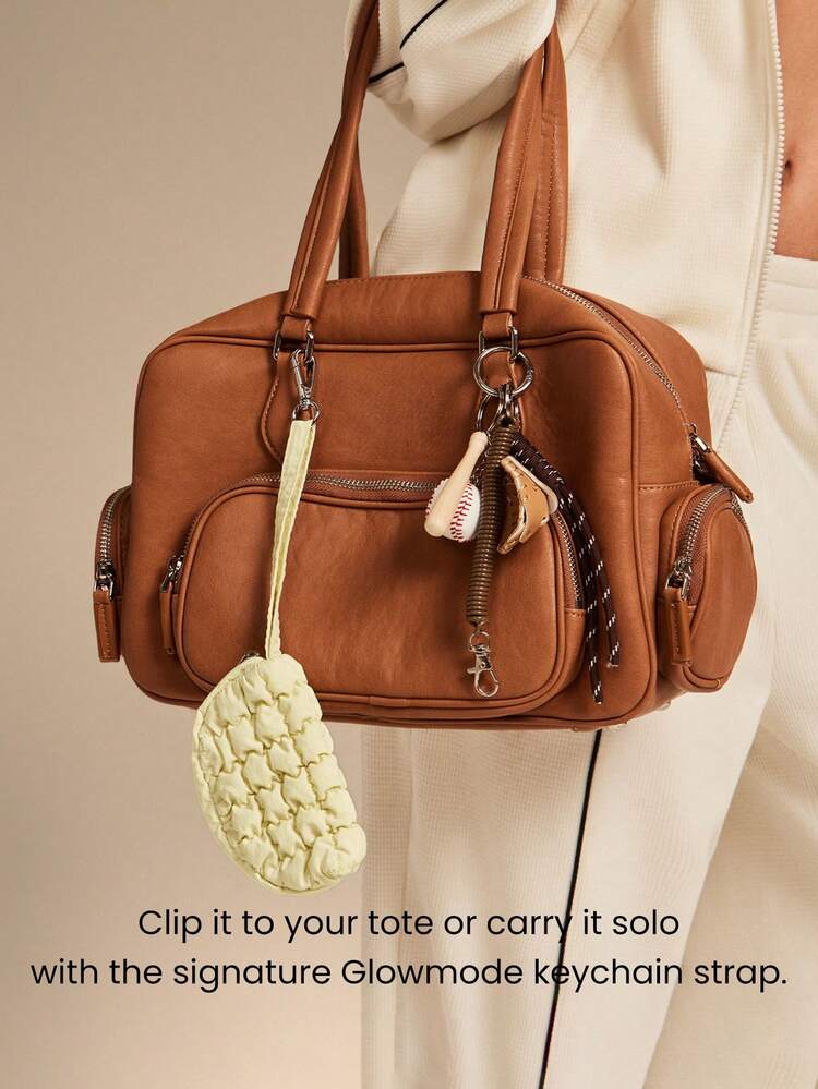 Clip And Glow Waterproof Keychain Strap Quilted Coin Purse Gym Studio Travel Outdoors Daily Casual Wear