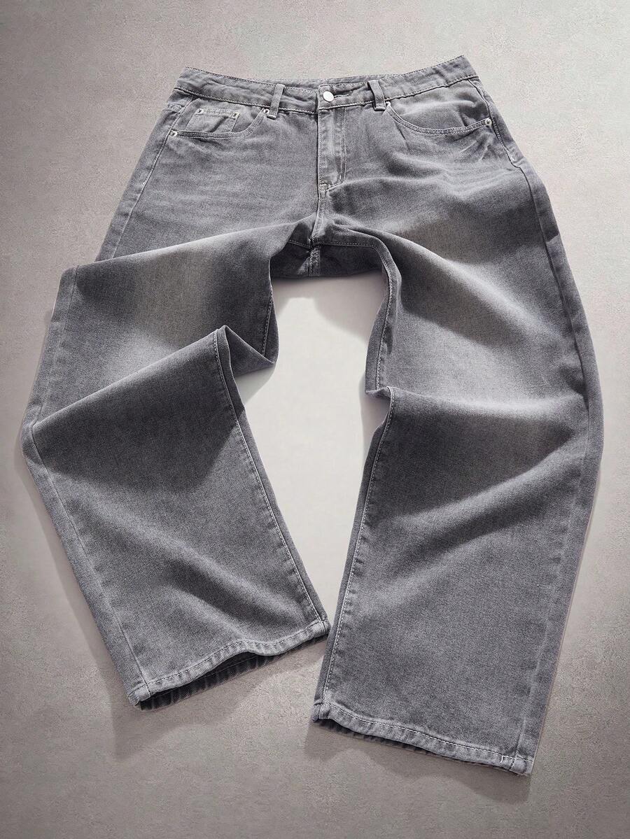 StoneGrade Quần Jeans Ống Đứng Túi Đơn Sắc Thường Ngày Cho Nam - Xám - Xem 1