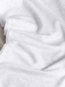 SHEIN Teen Girl Basic Knit Light Gray Drawstring Waist Loose Casual Wide Leg Pants