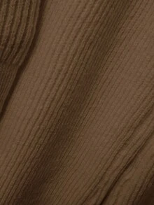 Franclia Bộ 2 áo len dệt kim trơn màu thường ngày cho nữ, áo khoác cardigan cài nút cổ bẻ và quần dệt kim có túi nơ phía trước - màu nâu - Xem 6