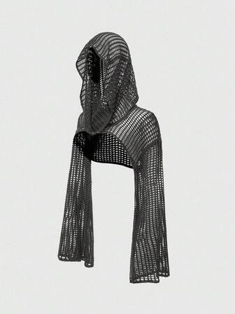 Grunge Punk Damen Ausgestellter Y2K Grunge Lässig Kapuzenpullover mit Ausschnitten