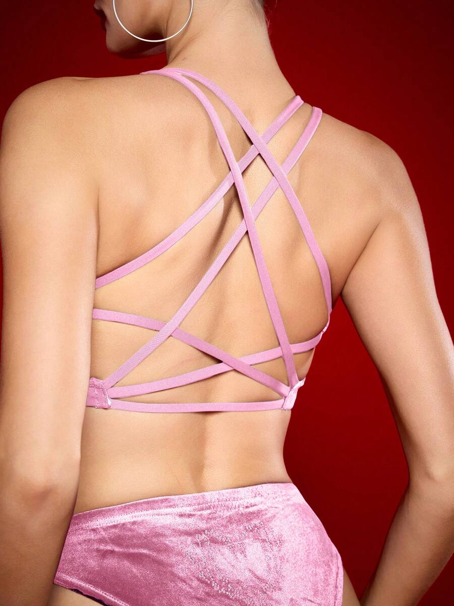 Menodora SHEIN Sport 极简主义运动胸罩吊带背心，适合夏季 - 粉色 - 查看 1