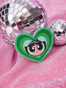 THE POWERPUFF GIRLS X SHEIN 2个装 毛茛花和眼镜图案 绿色刘海发夹 女士 - 綠色 - 查看 3