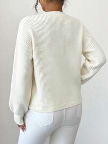 Elenzga Women's Elegant Round Neck Long Sleeve Sequin Bow Sweater, Versatile For Various Occasions And Seasons, Christmas & Winter - Beige - View 2
