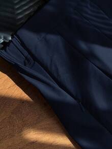 SHEIN EZwear 海军蓝加大码纯色简约日常半身裙 - 藏蓝色 - 查看 3