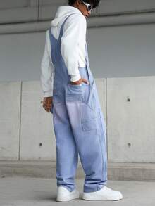 Manfinity Hypemode Men's Casual Distressed Chest Strap Denim Bib Overalls Baggy Overalls Men - Mauve Purple - View 2