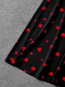 Chiquease 长袖连衣裙，心形印花面料，撞色雪纺，后背拉链 - 彩色 - 查看 7